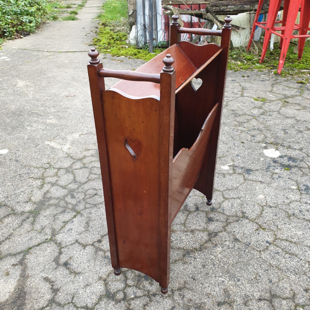 Edwardian mahogany magazine book rack. View II