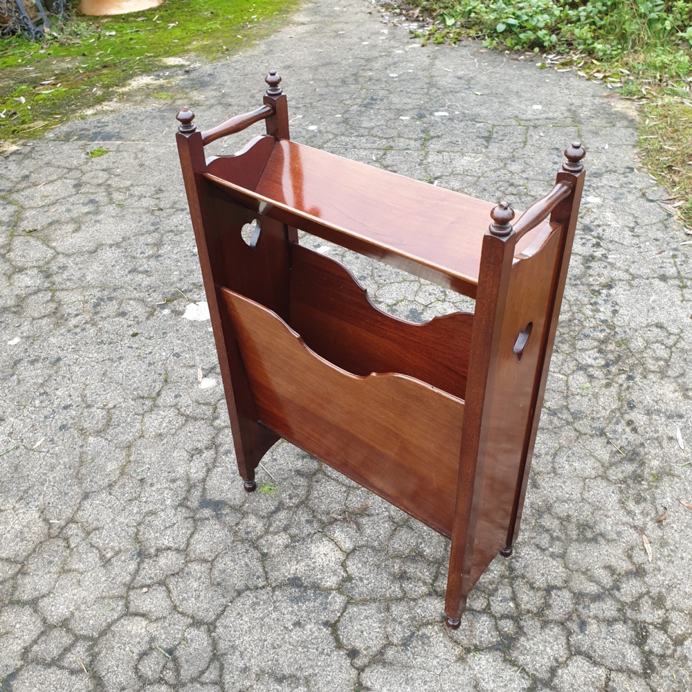 Edwardian mahogany magazine book rack. View III