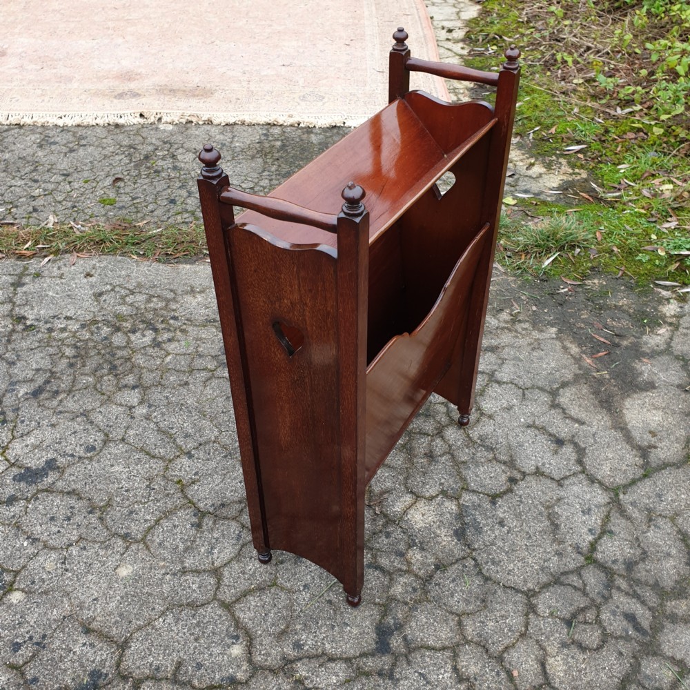 Edwardian mahogany magazine book rack. View IV