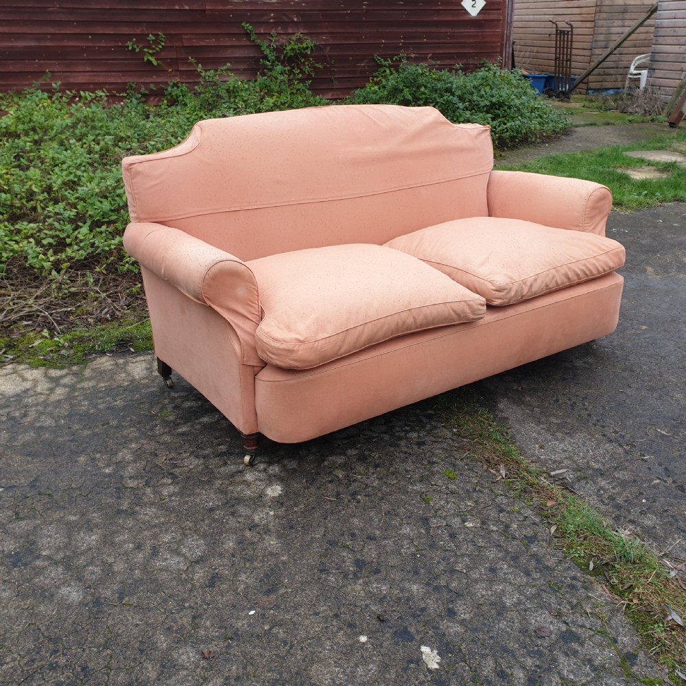 Late Victorian upholstered country house sofa. View II