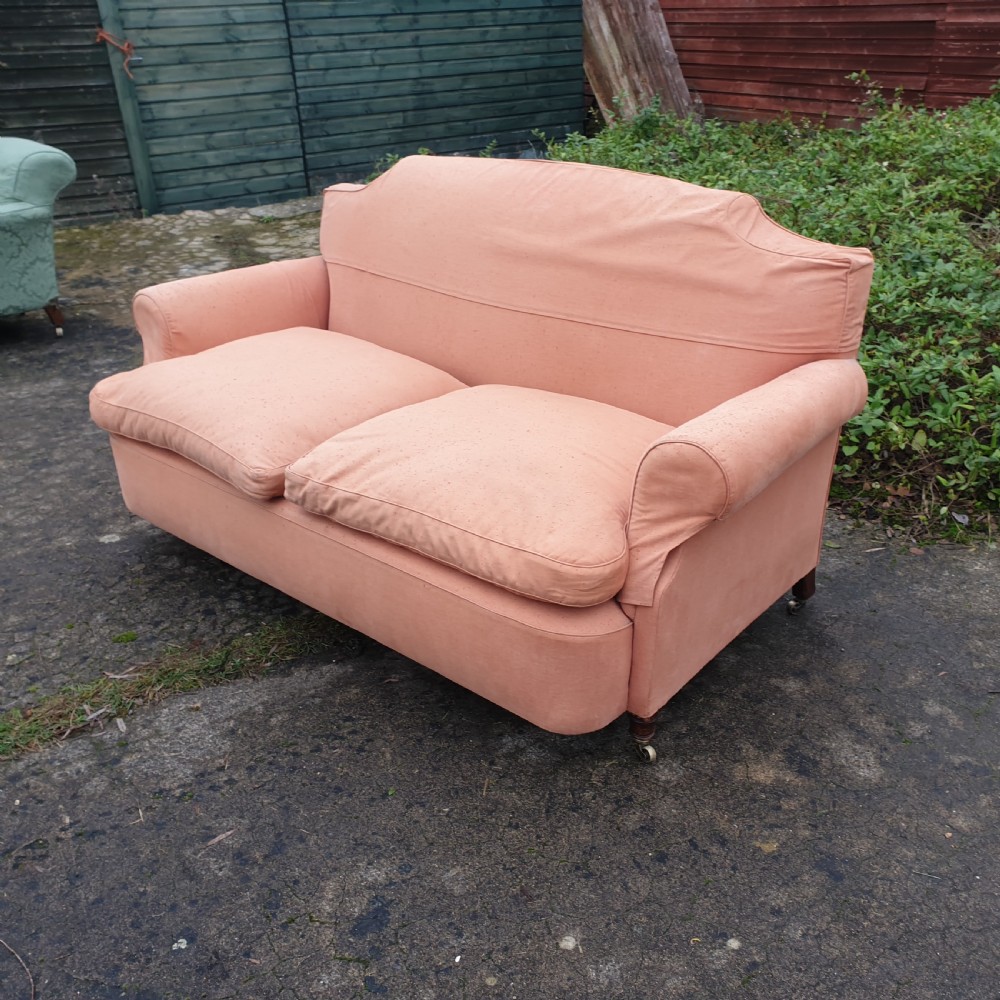 Late Victorian upholstered country house sofa. View III