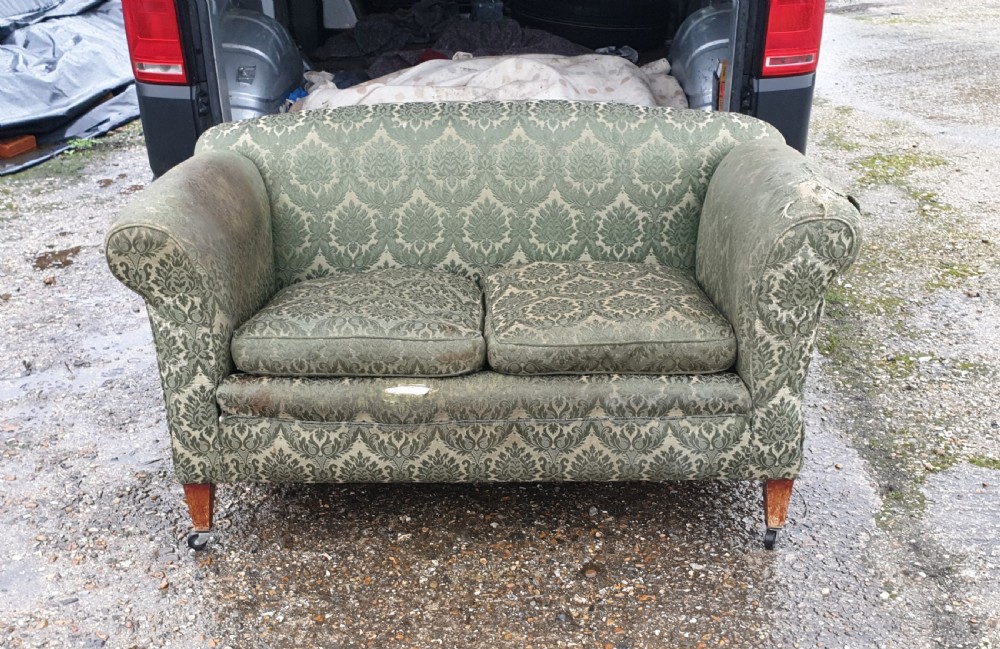 Small Edwardian drop arm cottage sofa
