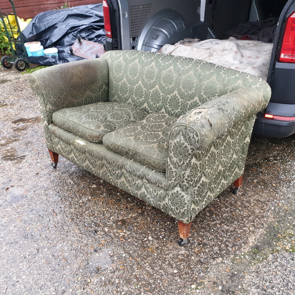 Small Edwardian drop arm cottage sofa View V
