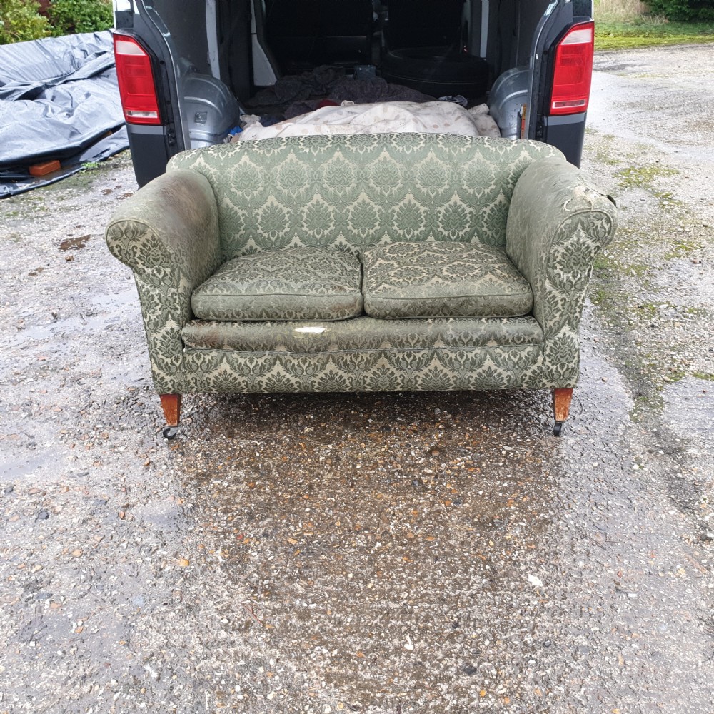 Small Edwardian drop arm cottage sofa View VI