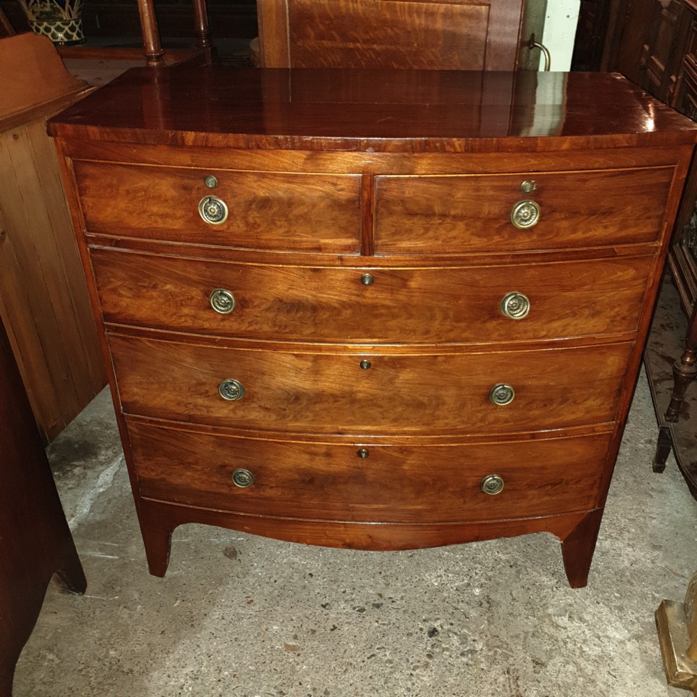 19th century mahogany bow front chest of drawers 