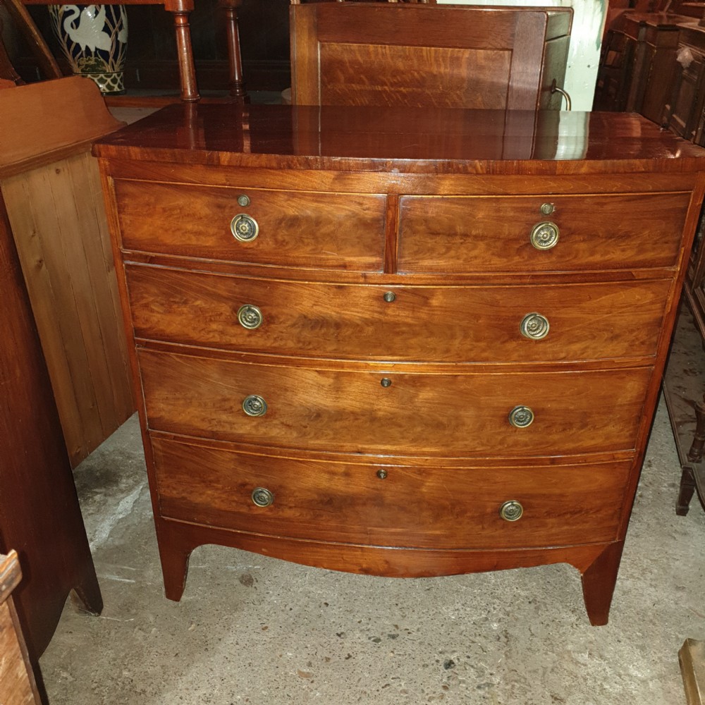 19th century mahogany bow front chest of drawers  View II
