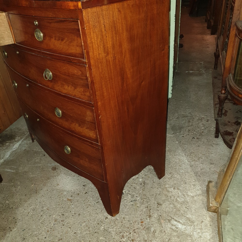 19th century mahogany bow front chest of drawers  View III