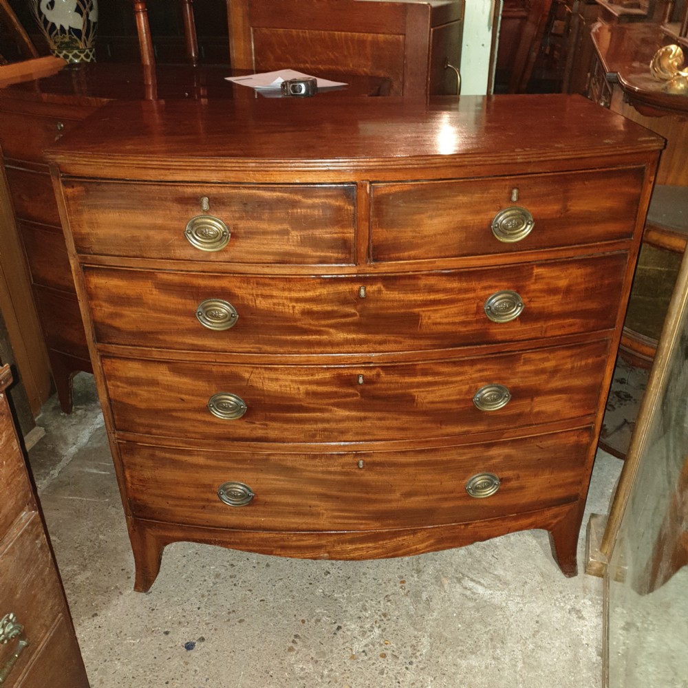 Regency mahogany bow front chest of drawers.  View II
