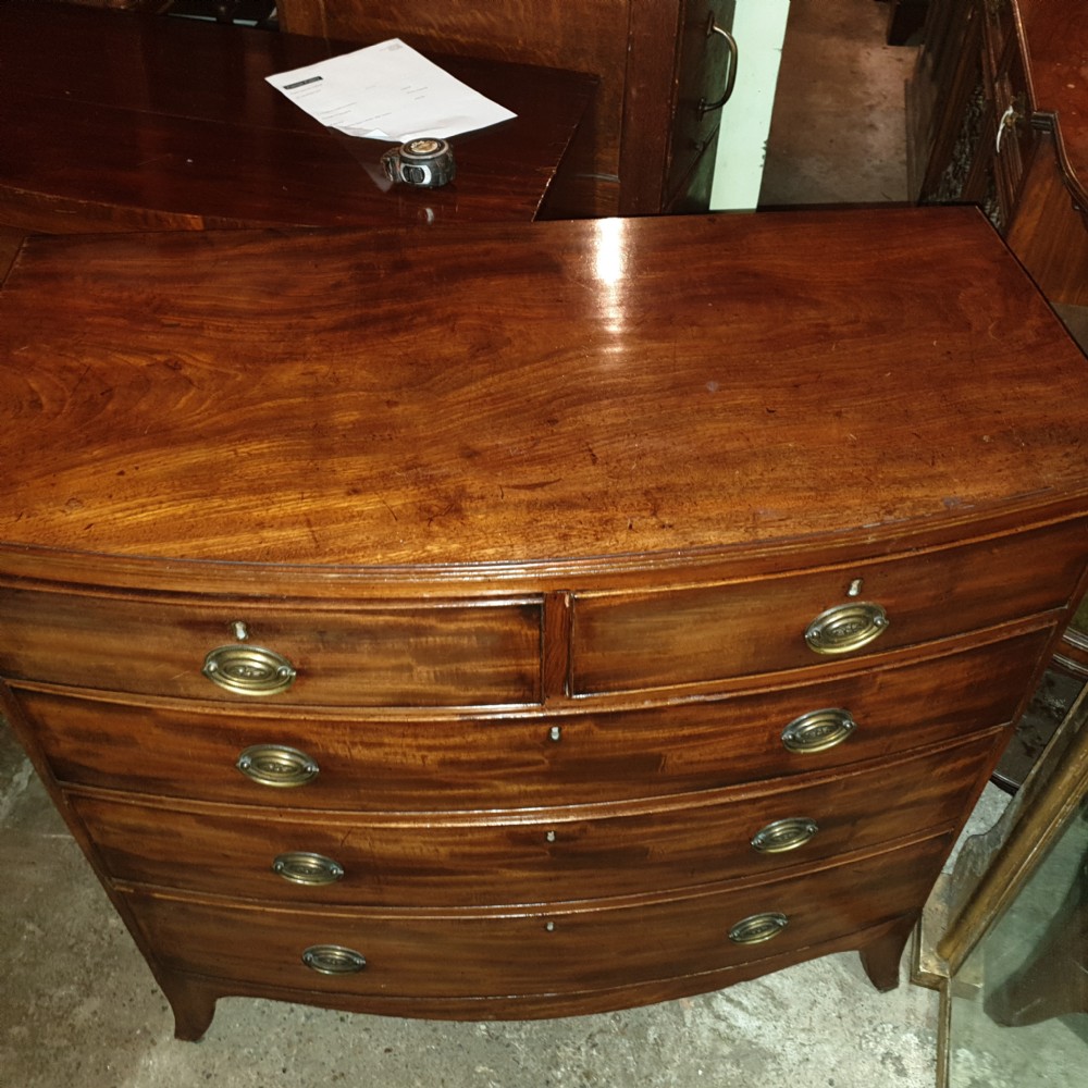 Regency mahogany bow front chest of drawers.  View III