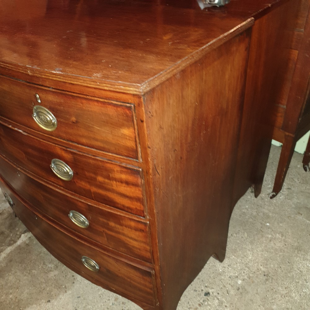 Regency mahogany bow front chest of drawers.  View VI