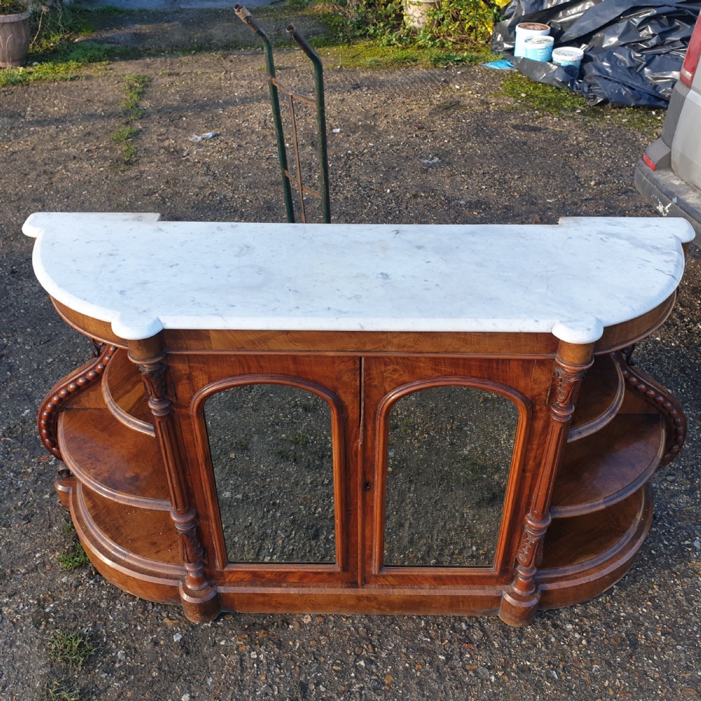Victorian walnut marble top credenza  View II