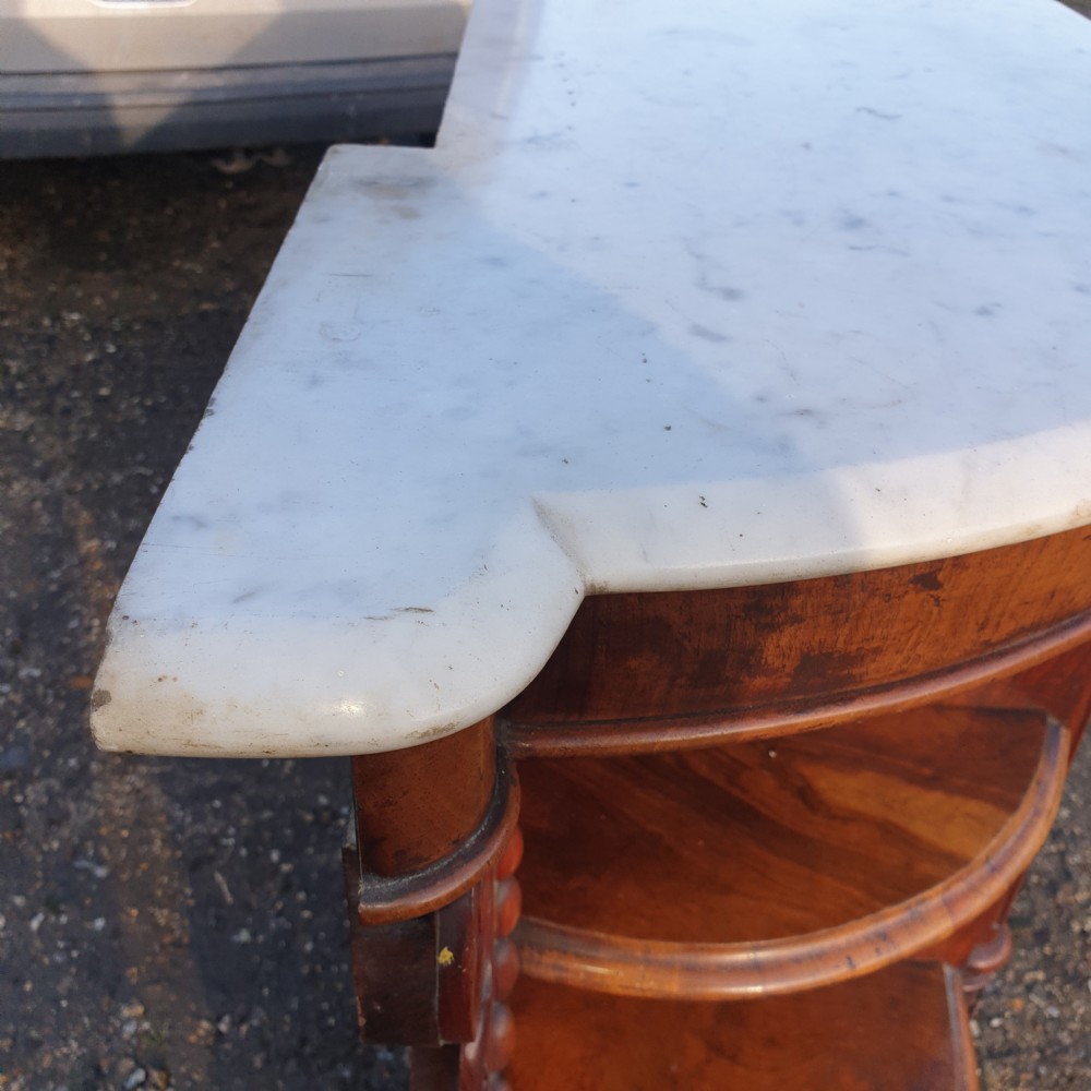 Victorian walnut marble top credenza  View IV