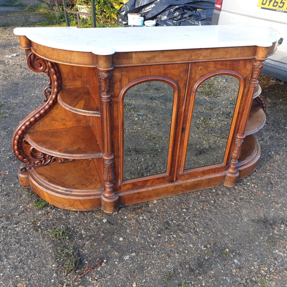 Victorian walnut marble top credenza  View VII