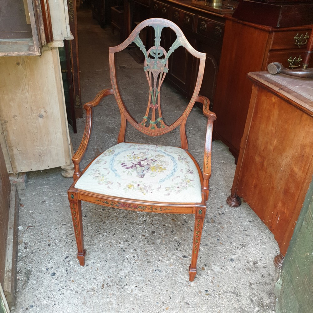Pretty painted satinwood armchair  View III