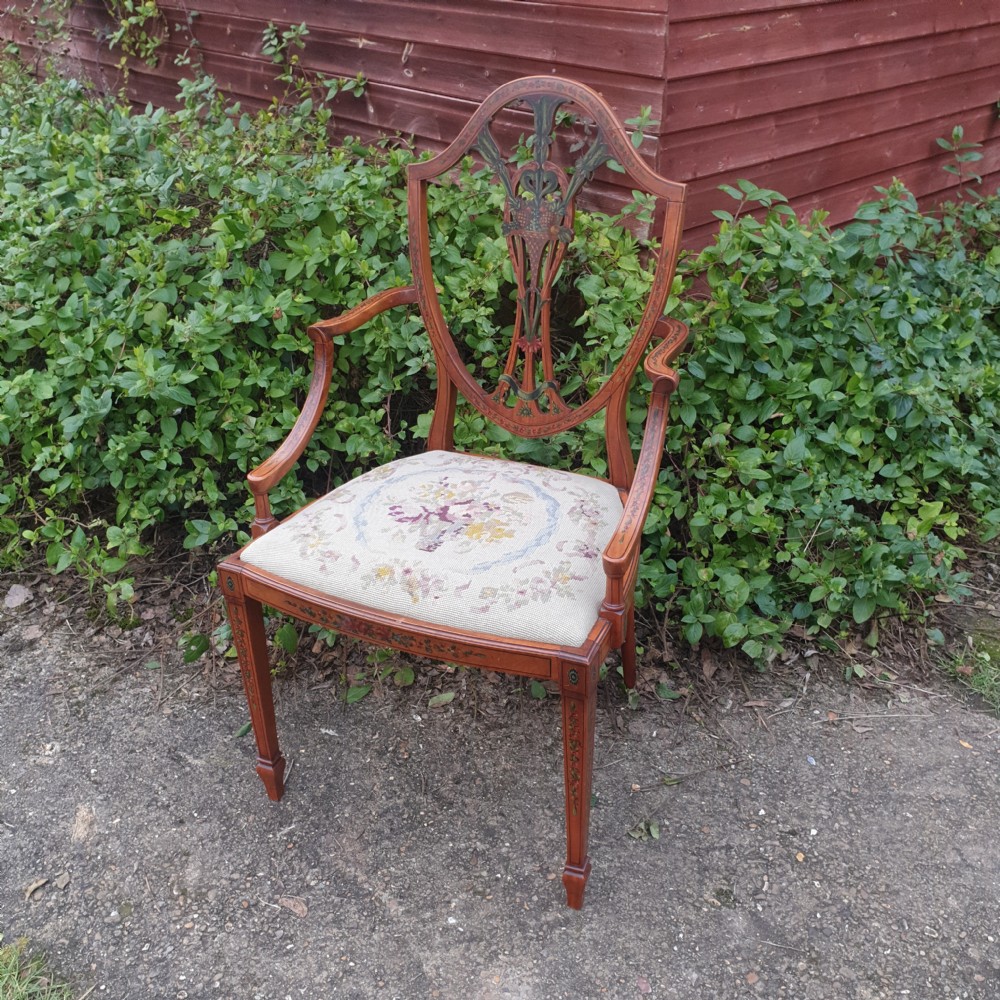 Pretty painted satinwood armchair  View IV
