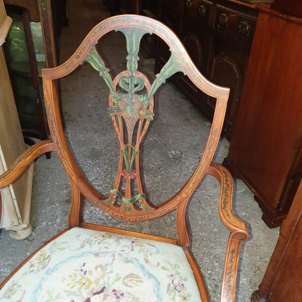 Pretty painted satinwood armchair  View V