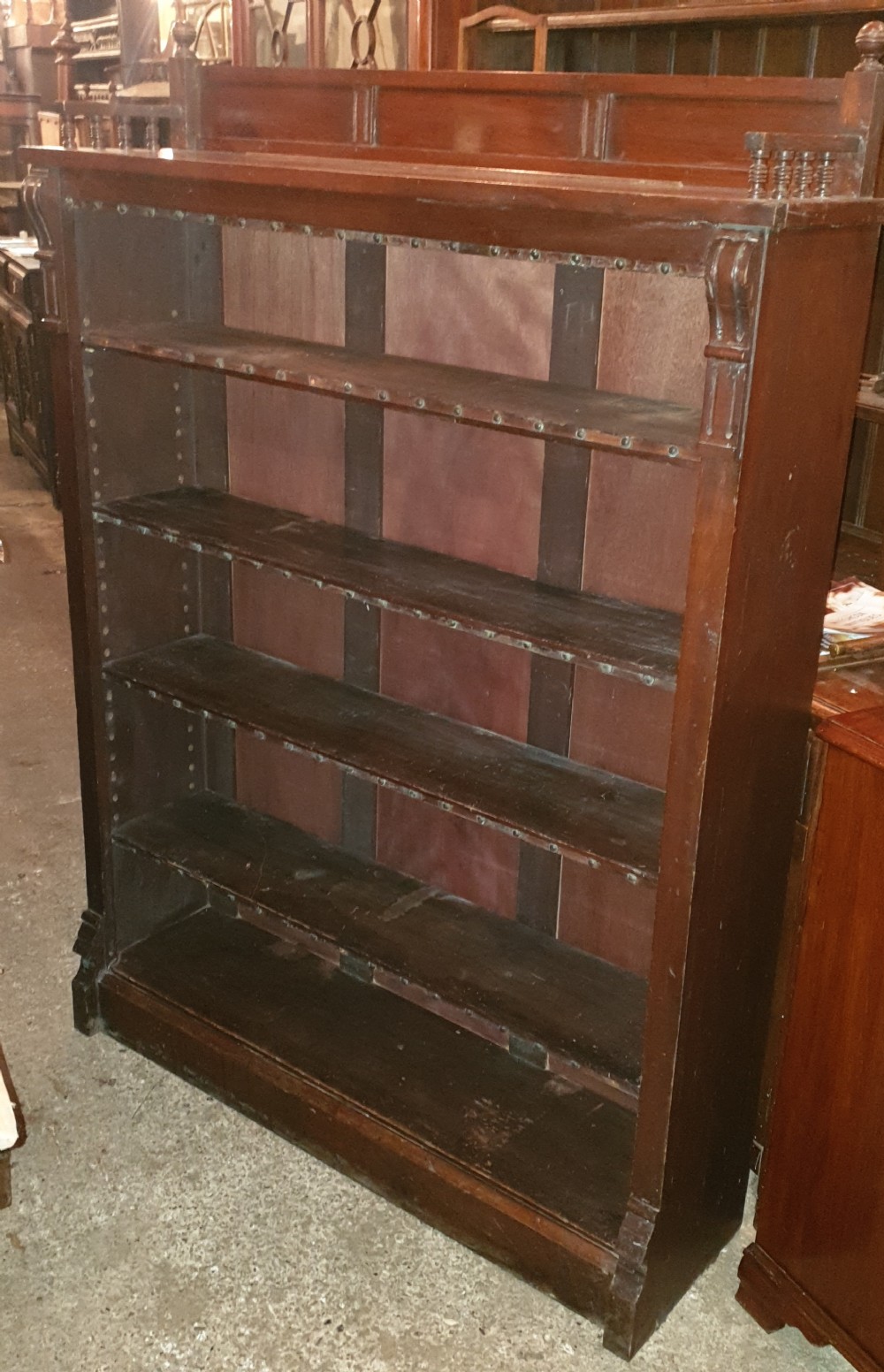 Late Victorian open front bookcase 