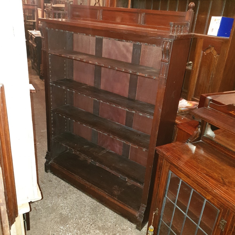 Late Victorian open front bookcase  View II