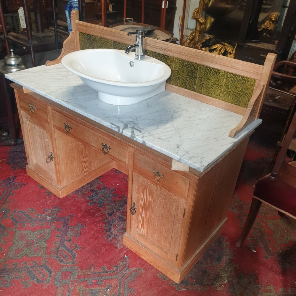 Late Victorian marble top ash washstand.  View II