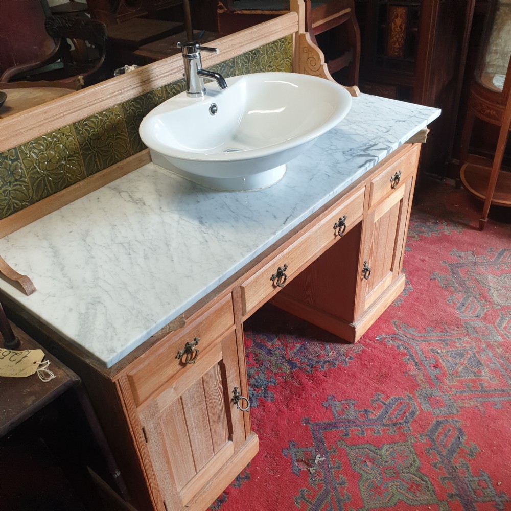 Late Victorian marble top ash washstand.  View III