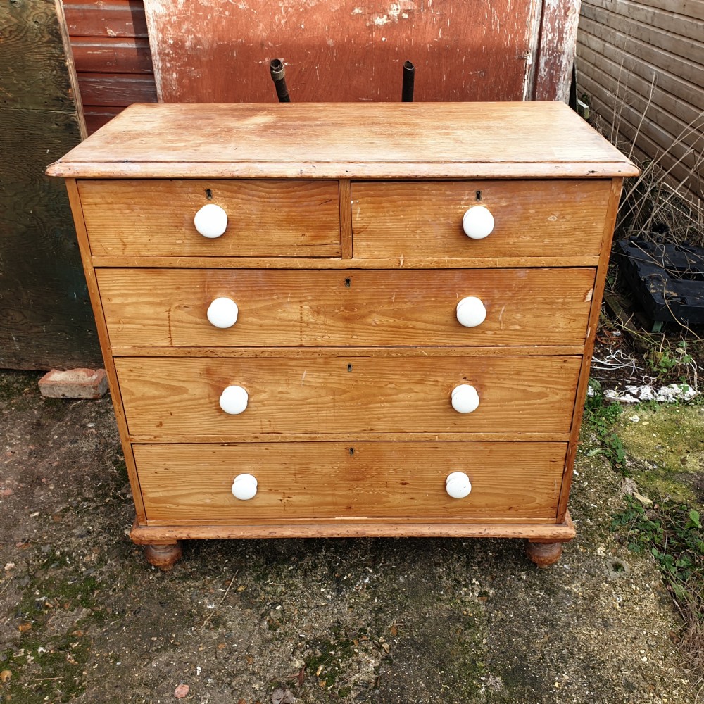 Mid Victorian pine chest of drawers 