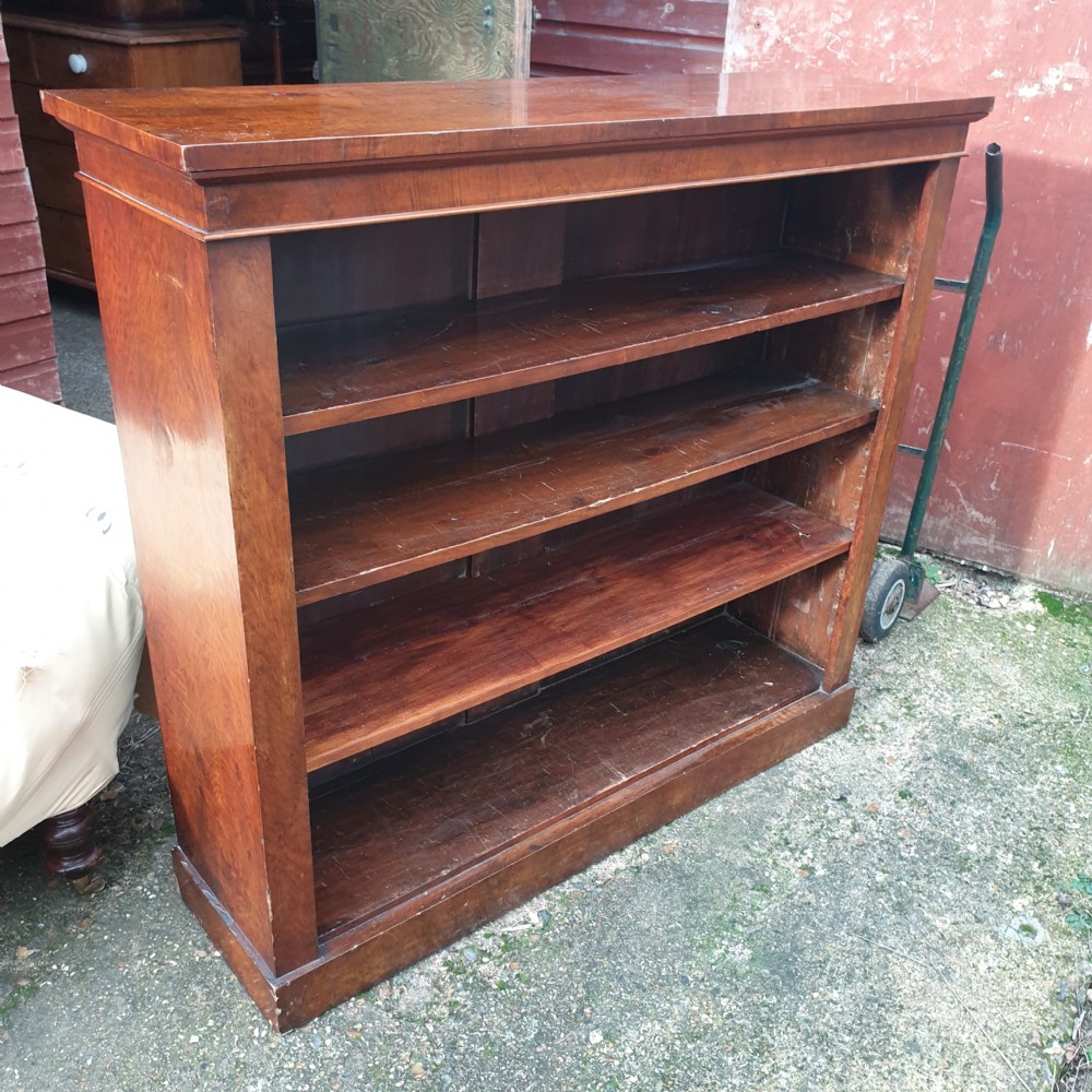 Victorian walnut open front bookcase  View IV