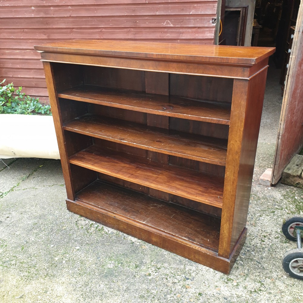 Victorian walnut open front bookcase  View V