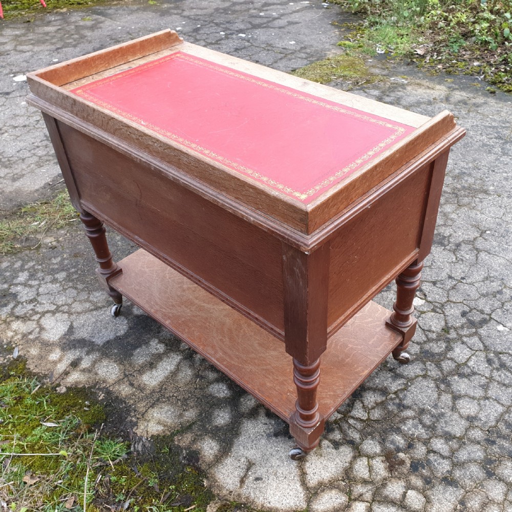 Unusual late Victorian oak side table. View III