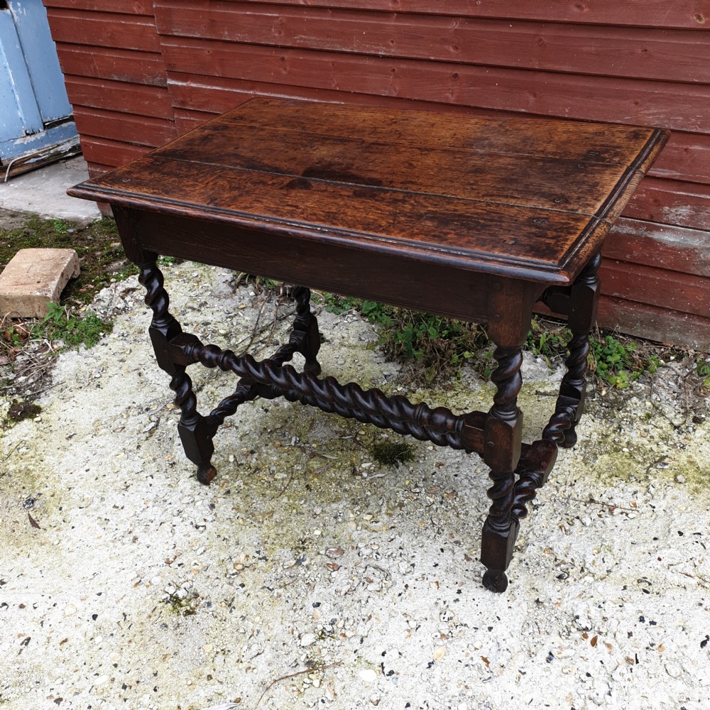 18th century oak single drawer side table.  View II