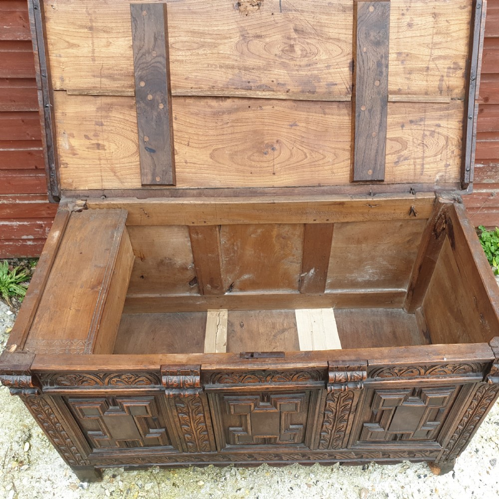 17th century elm coffer chest  View VI