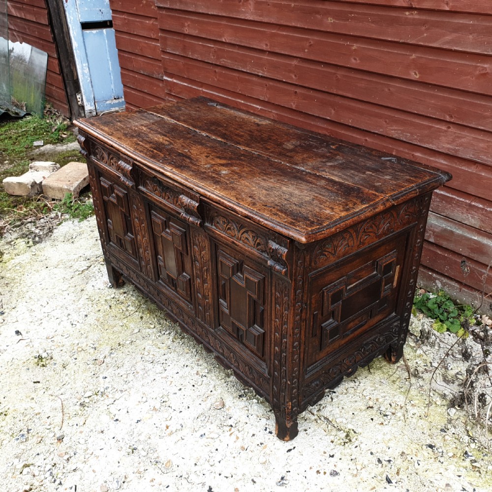 17th century elm coffer chest  View VII