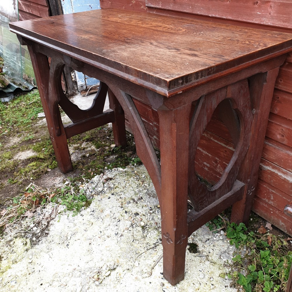 Gothic oak side table  View II