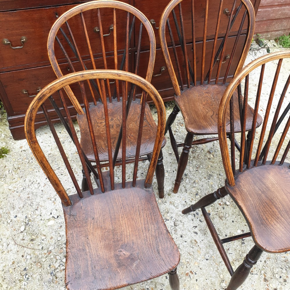 Set of 4 19th century west country Windsor chairs  View II