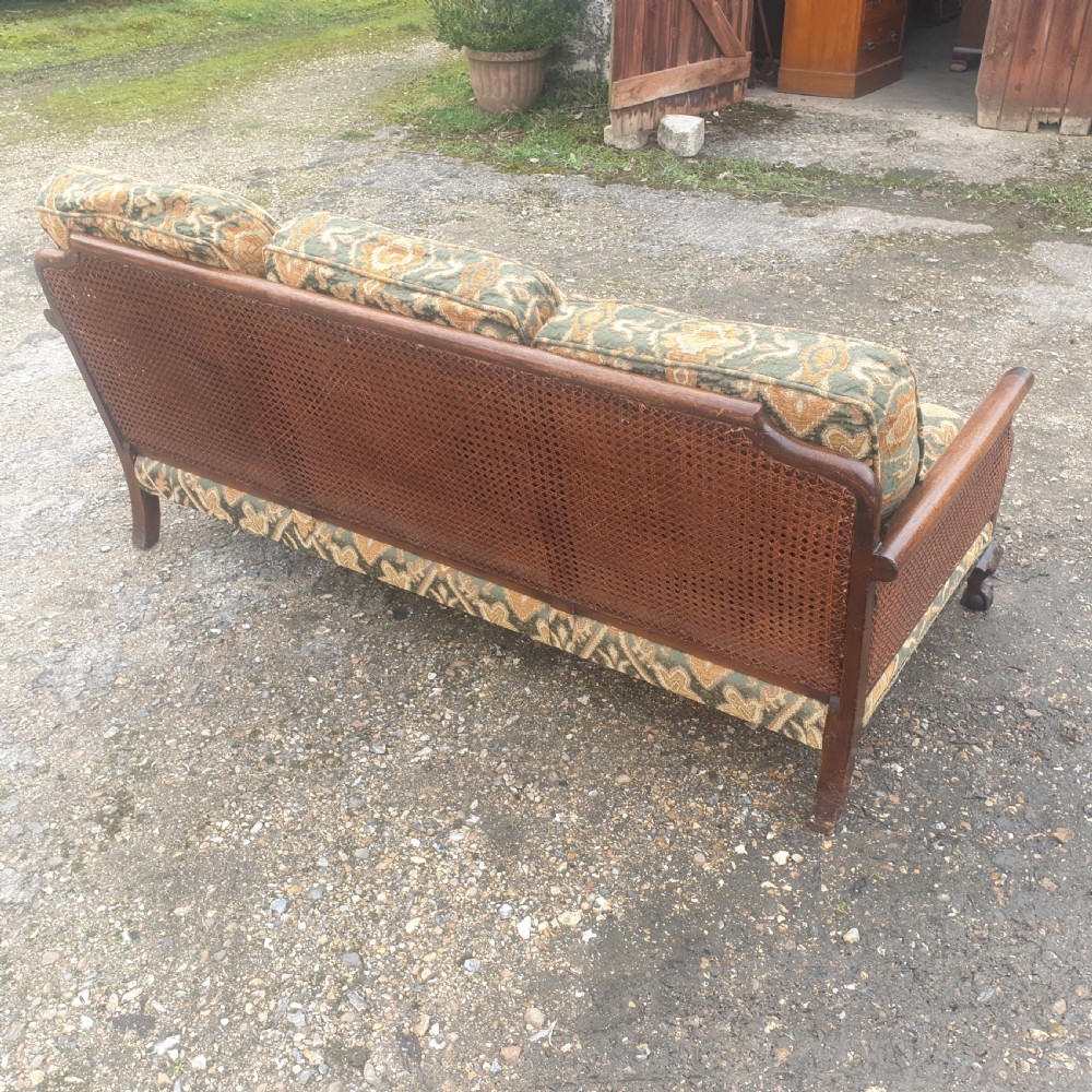Edwardian double caned bergere country house sofa View IV