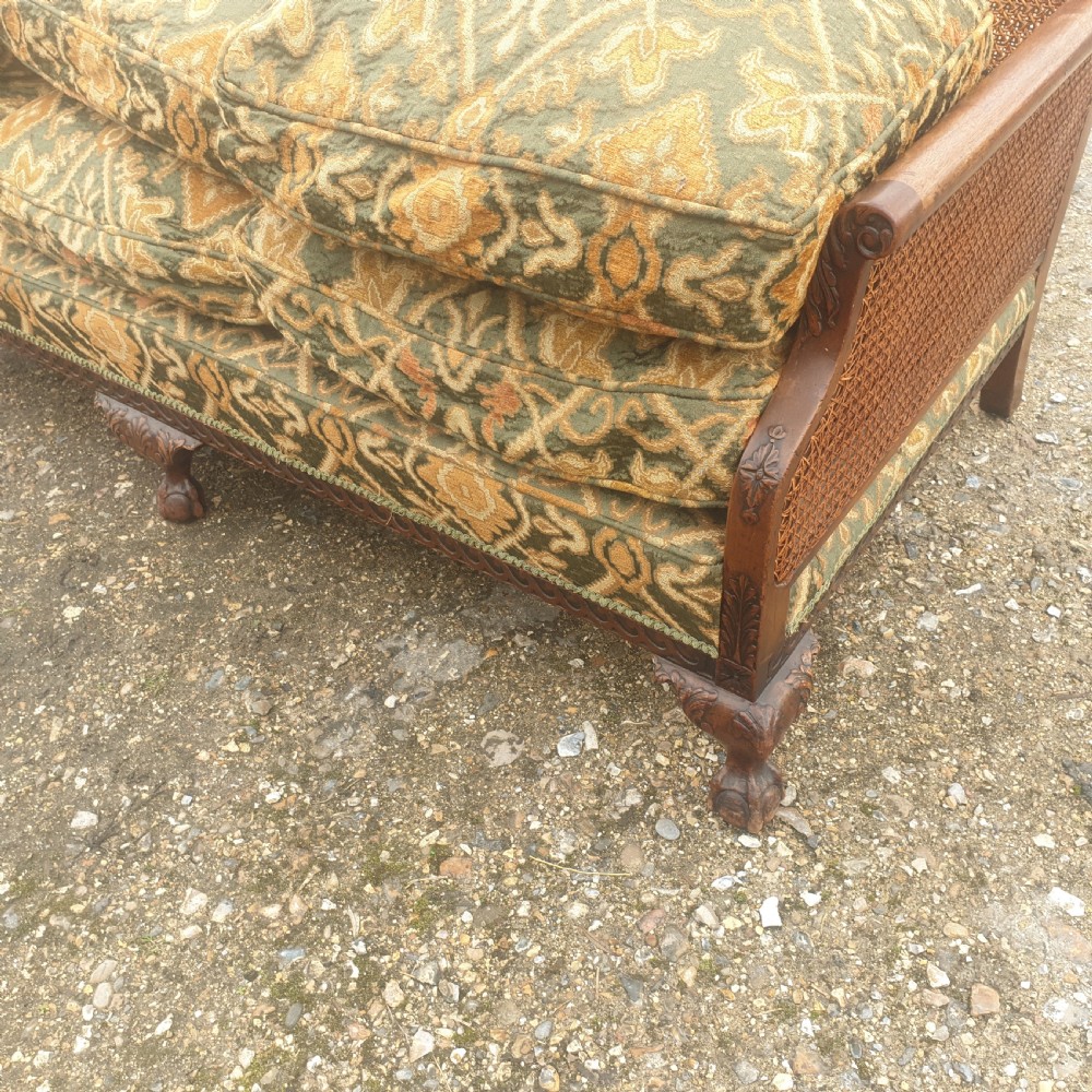 Edwardian double caned bergere country house sofa View VI