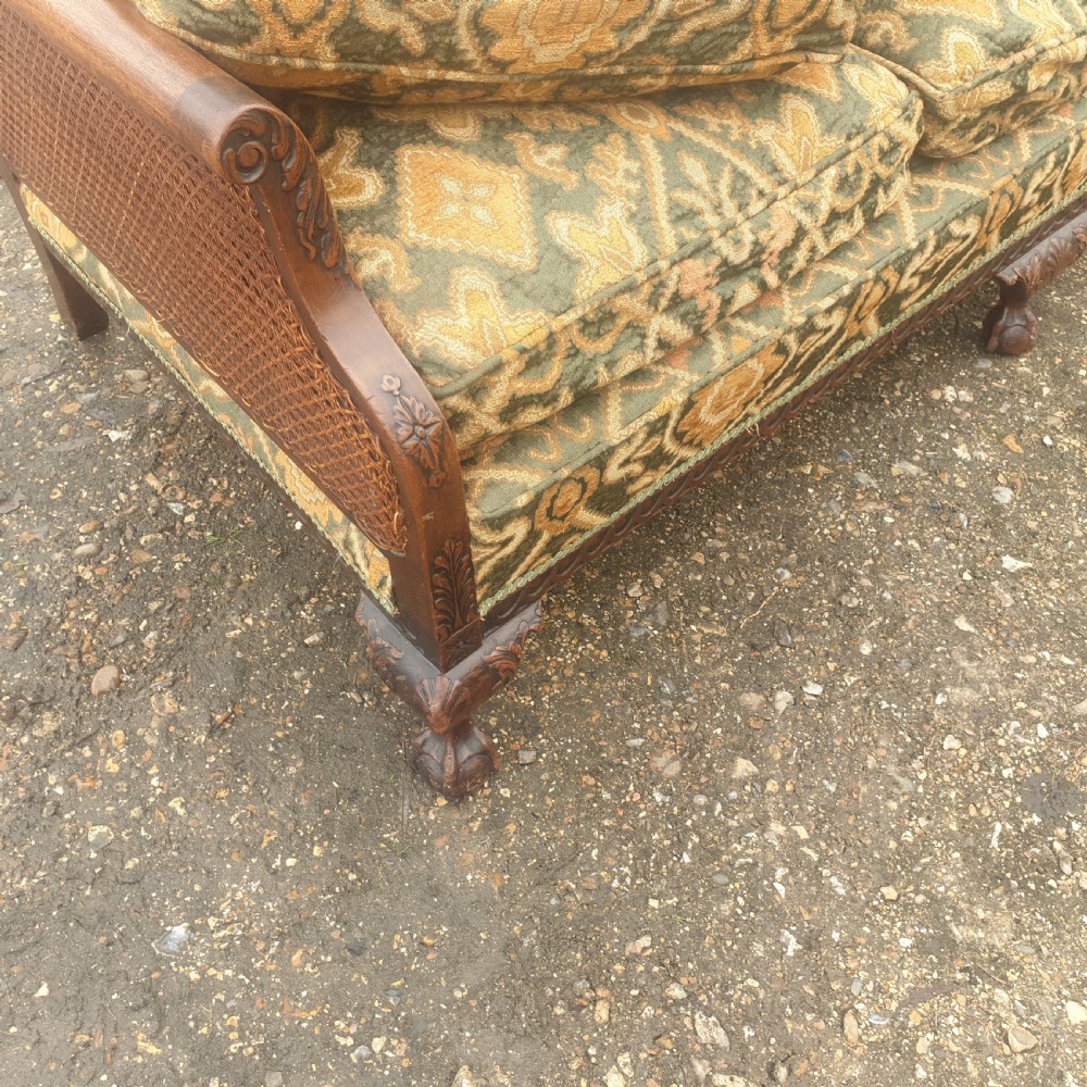 Edwardian double caned bergere country house sofa View VII