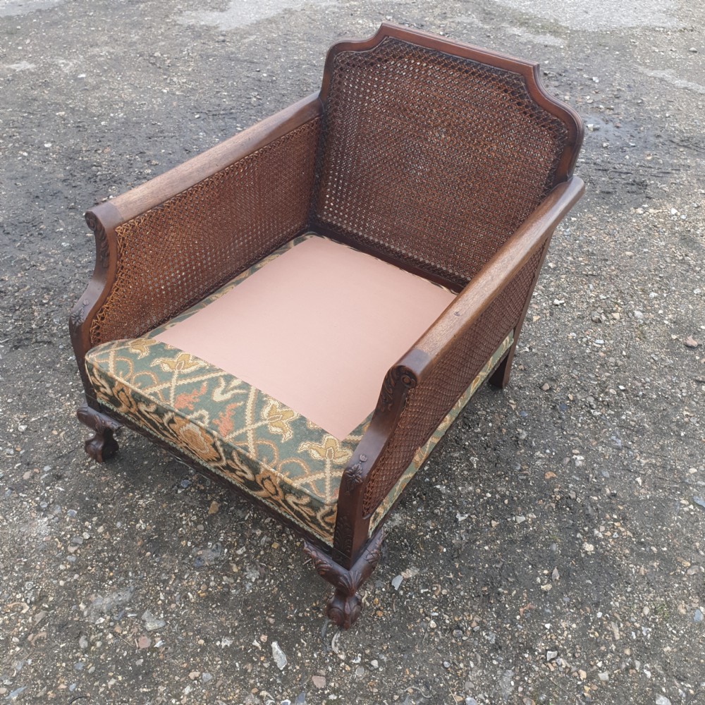 Pair of Edwardian country house bergere armchairs  View III