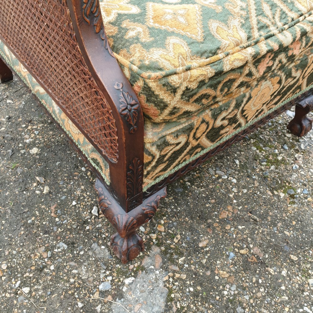 Pair of Edwardian country house bergere armchairs  View IX