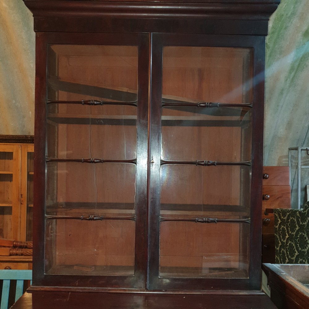 Early Victorian mahogany secretaire bookcase.  View V