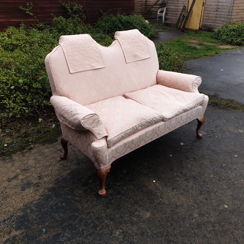 Early 20th century walnut country house upholstered sofa