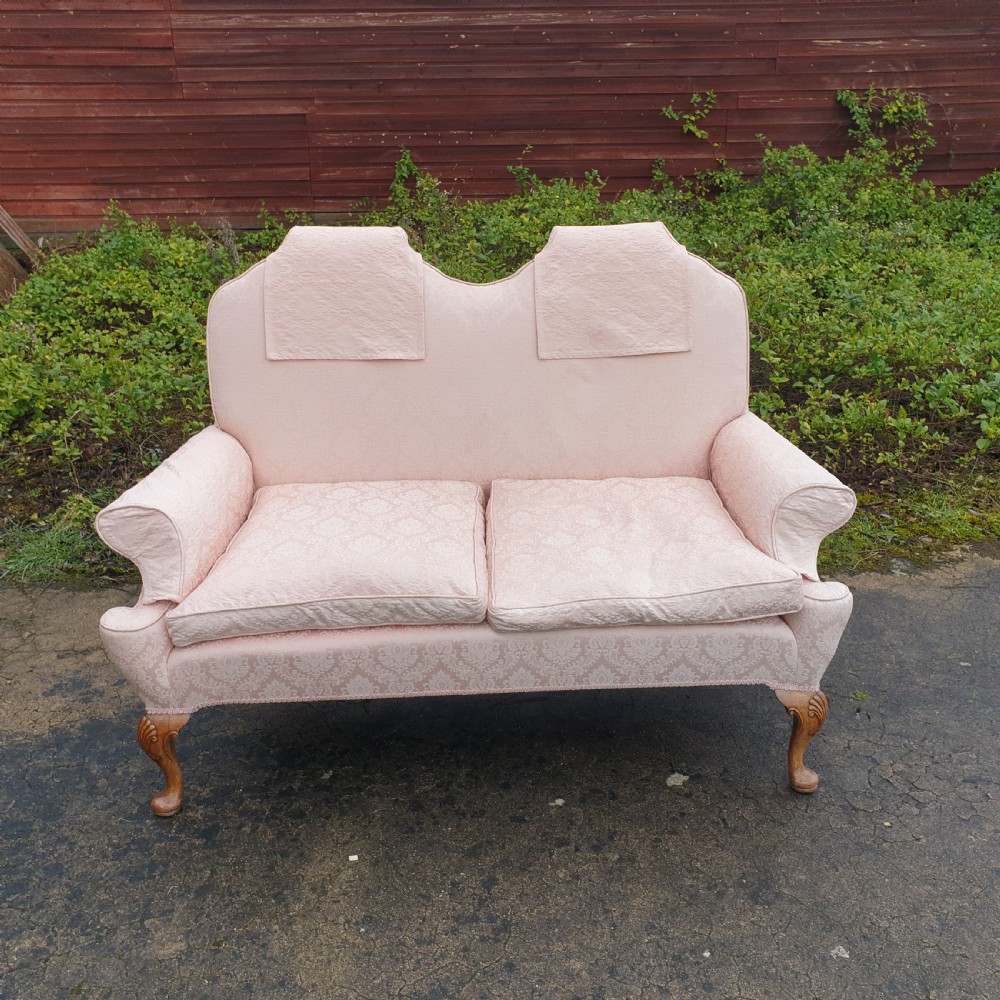 Early 20th century walnut country house upholstered sofa View II