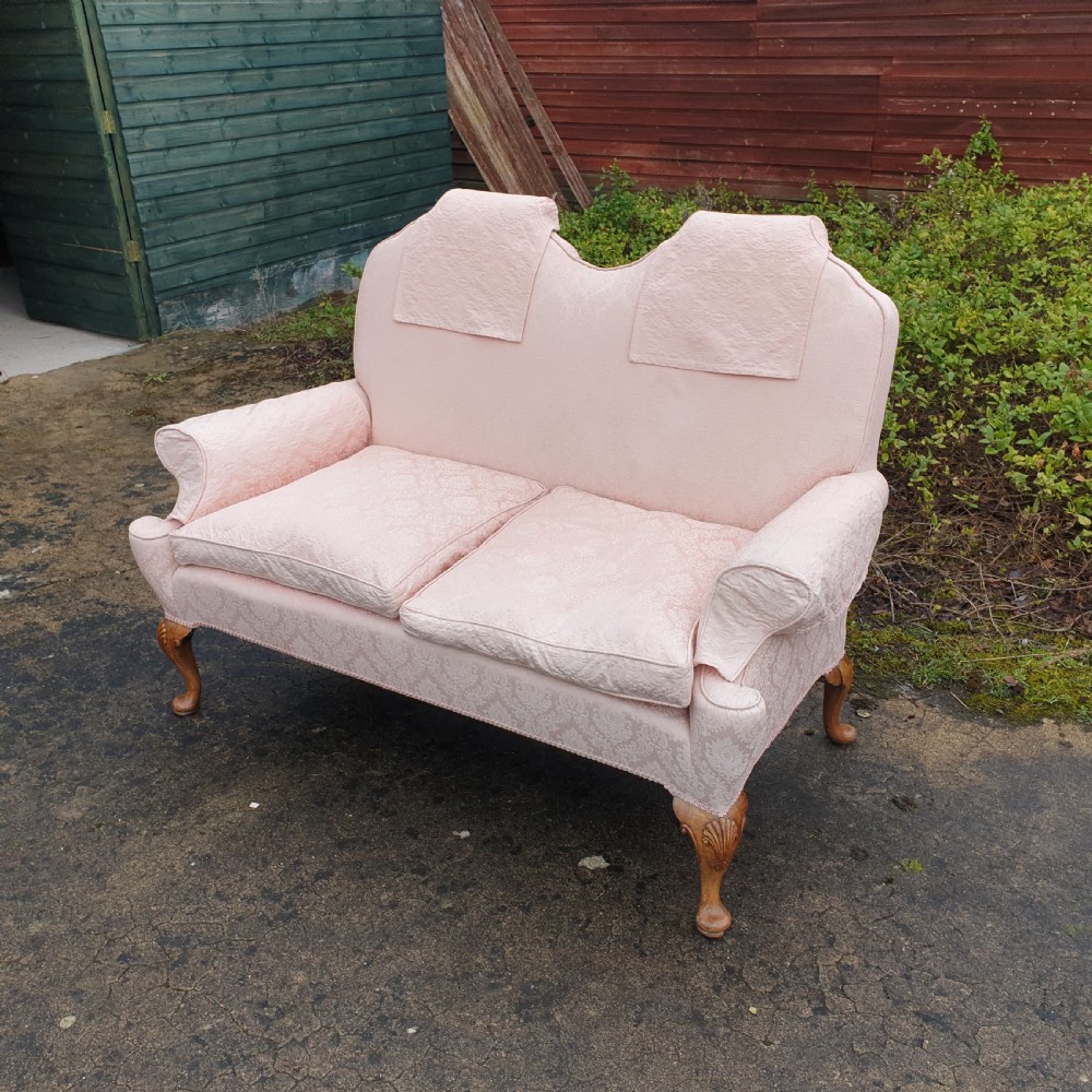 Early 20th century walnut country house upholstered sofa View III