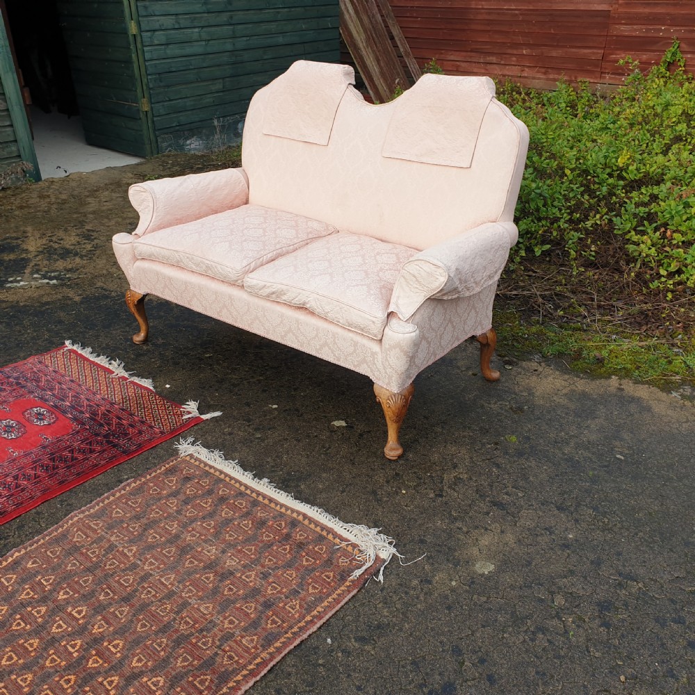 Early 20th century walnut country house upholstered sofa View V