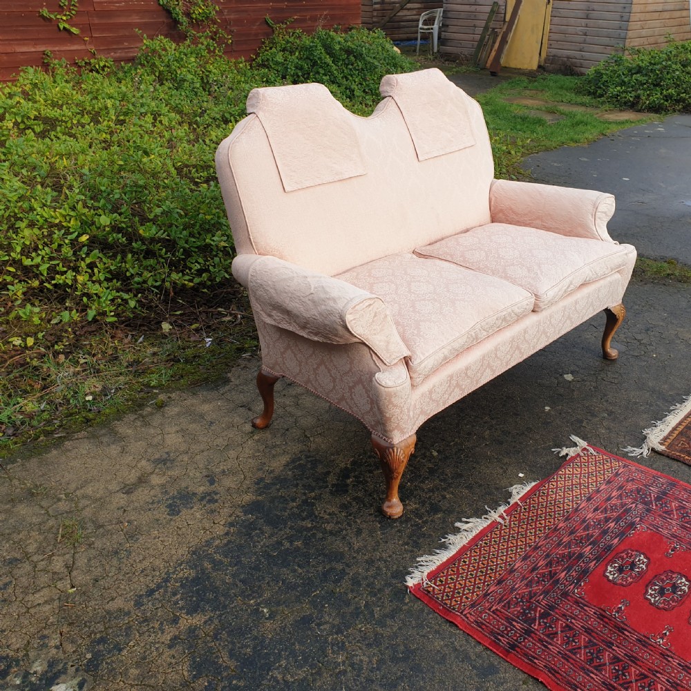 Early 20th century walnut country house upholstered sofa View VI