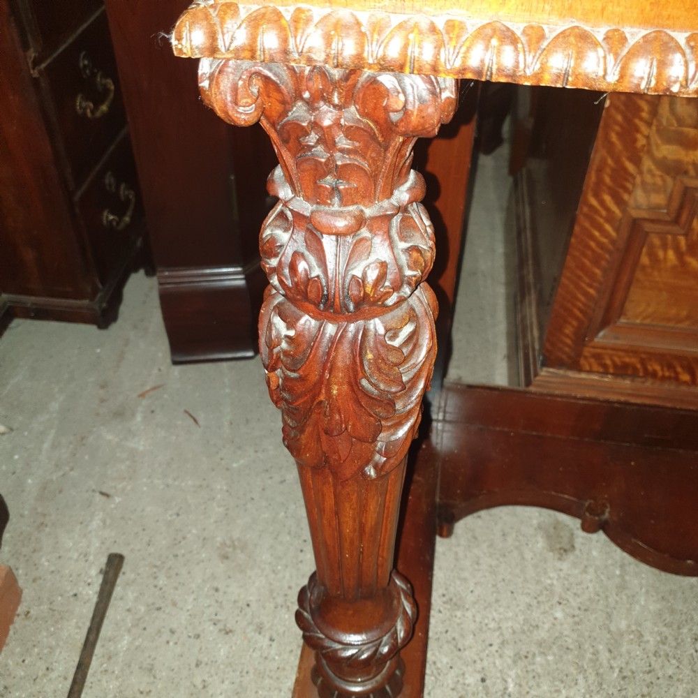 19th century mahogany carved hall table.  View V