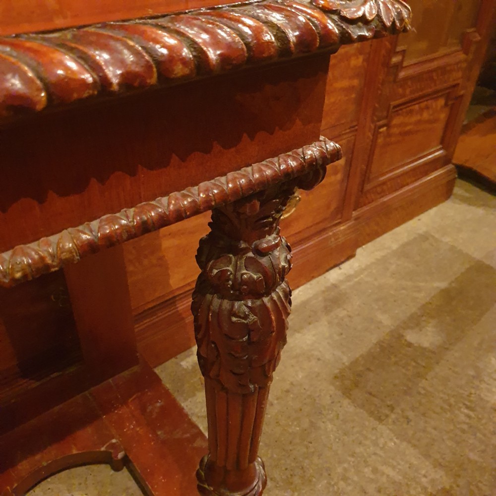 19th century mahogany carved hall table.  View VI