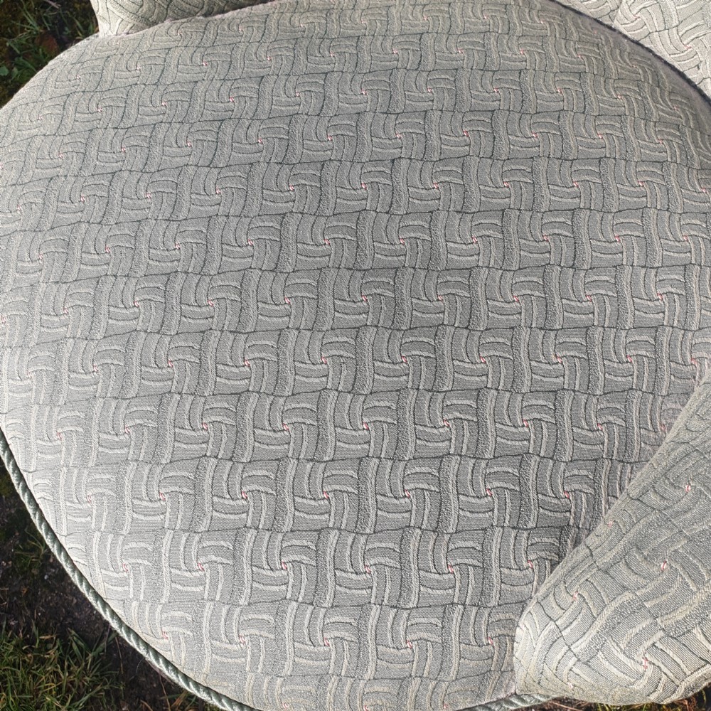 Late Victorian upholstered shell back bedroom chair. View VII