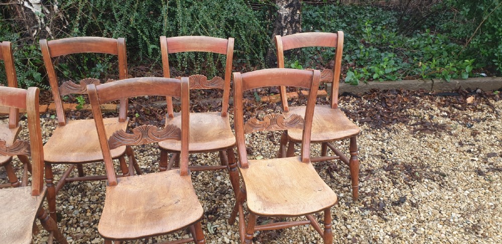 Set of 7 farmhouse Windsor kitchen single chairs. View III