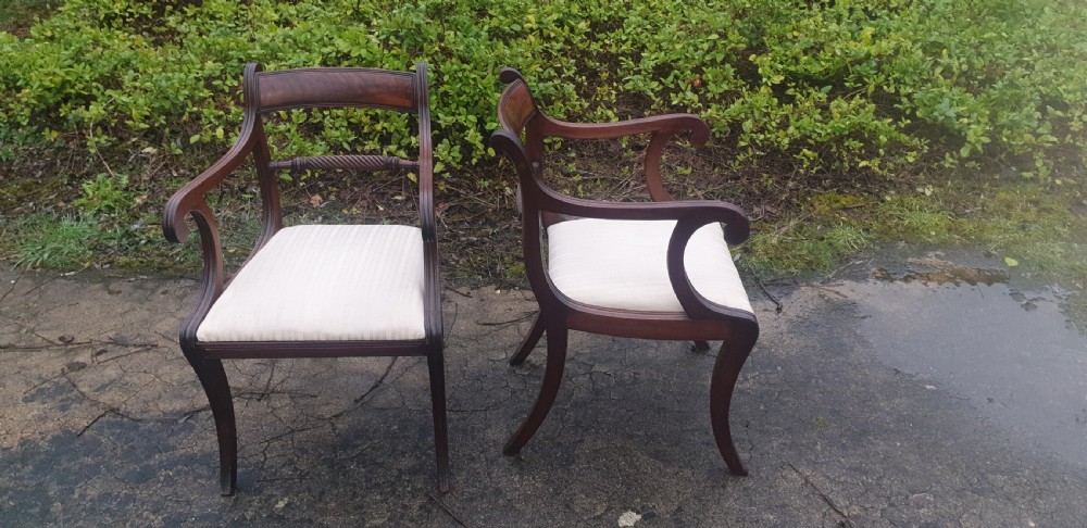 Good pair of Regency mahogany armchairs.  View III
