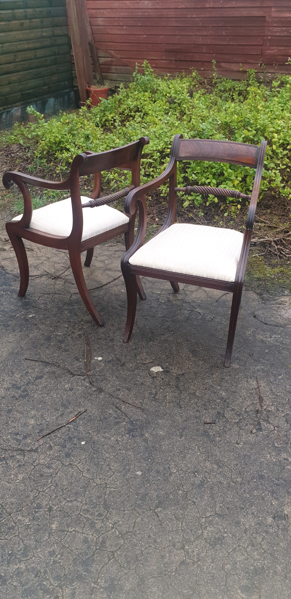 Good pair of Regency mahogany armchairs.  View IV